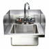 Thumbnail image #1 for Wall-Mounted 18 Gauge 304 Stainless Steel Hand Sink with 10 x 14 x 5-Inch Bowl, Faucet, and Side Splashes