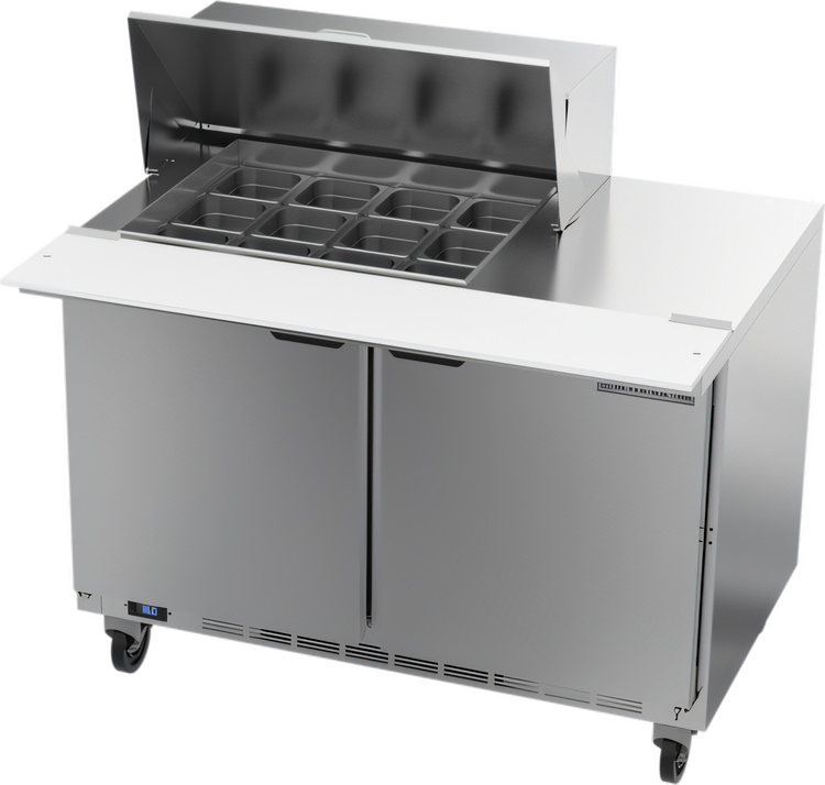 Product image #1 for Beverage-Air SPE48HC-12M 48-Inch Mega Top Sandwich Prep Table with 2 Doors and 12 Pan Openings