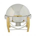 Thumbnail image #1 for Winco Virtuoso 103A 6 Qt Round Roll-Top Chafer, Stackable, 18/8 Stainless Steel, Mirror Finish