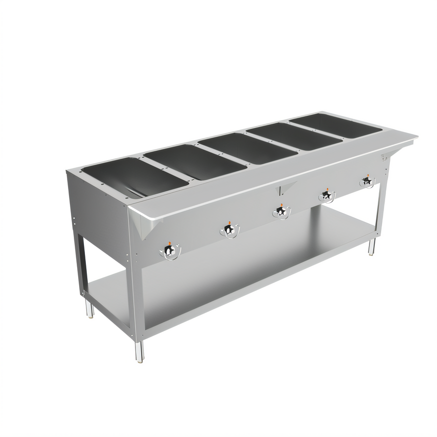 Product image #1 for BK Resources Electric 5-Pan Open Well Steam Table with Cutting Board Shelf and Undershelf