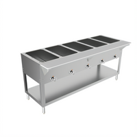 BK Resources Electric 5-Pan Open Well Steam Table with Cutting Board Shelf and Undershelf