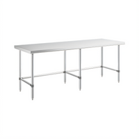 Sapphire 96-Inch x 18-Inch 18 Gauge 430 Stainless Steel Flat Top Work Table with Open Base and 6 Legs
