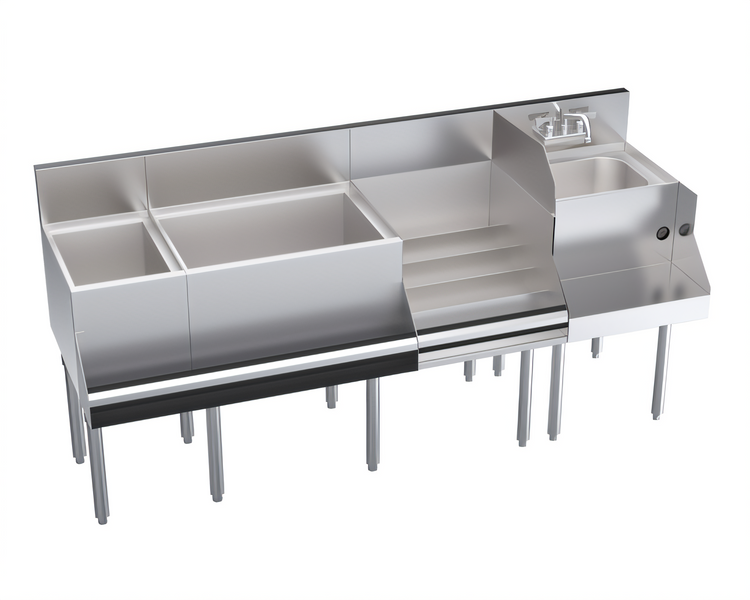 Product image #1 for Royal Series 72-Inch x 24-Inch Underbar Ice Bin/Cocktail Station with Blender and Liquor Stations