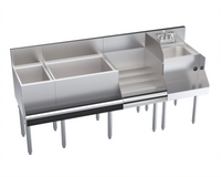 Royal Series 72-Inch x 24-Inch Underbar Ice Bin/Cocktail Station with Blender and Liquor Stations
