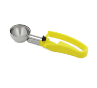 Vollrath Size 20 1.8 oz Standard-Length Squeeze Handle Disher with Yellow Ergonomic Handle