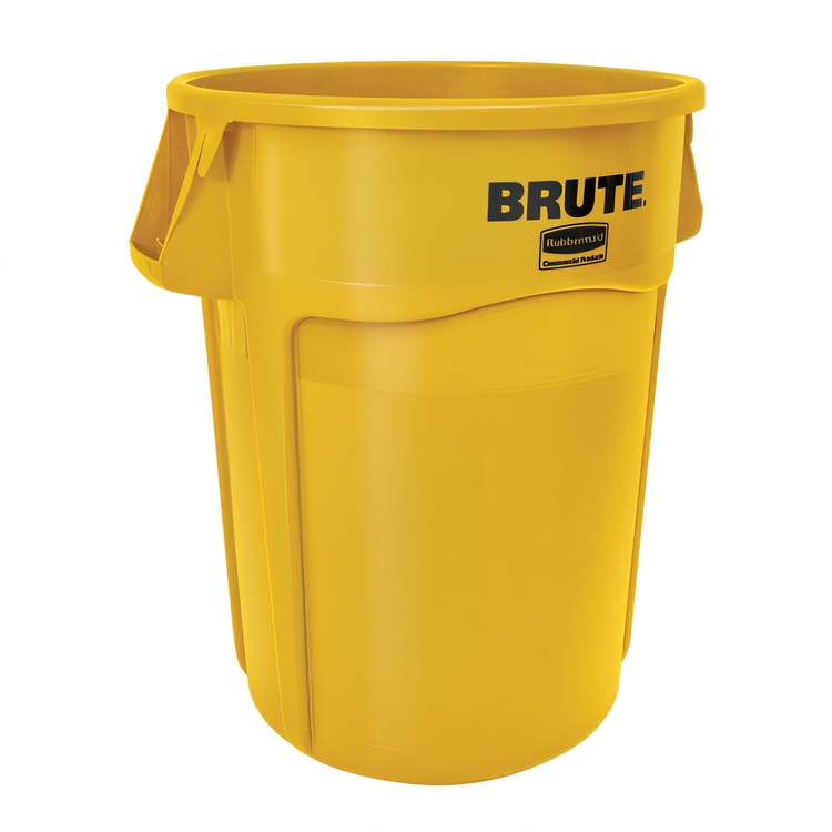 Product image #1 for Rubbermaid Commercial BRUTE 55 Gallon Round Yellow Trash Container, Without Lid