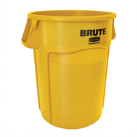 Rubbermaid Commercial BRUTE 55 Gallon Round Yellow Trash Container, Without Lid