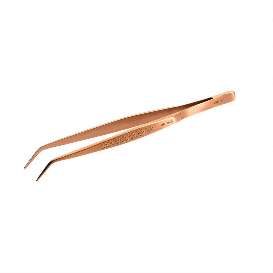 Product image #1 for Mercer Culinary Precision Plus 6-1/8-Inch Fine Point Curved Tip Tongs, Rose Gold