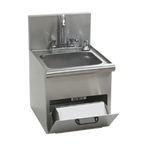 Thumbnail image #1 for Eagle Group Space Saver HWC-T Wall-Mounted Stainless Steel Hand Sink with Faucet, Soap and C-Fold Towel Dispenser, 6-Inch Bowl
