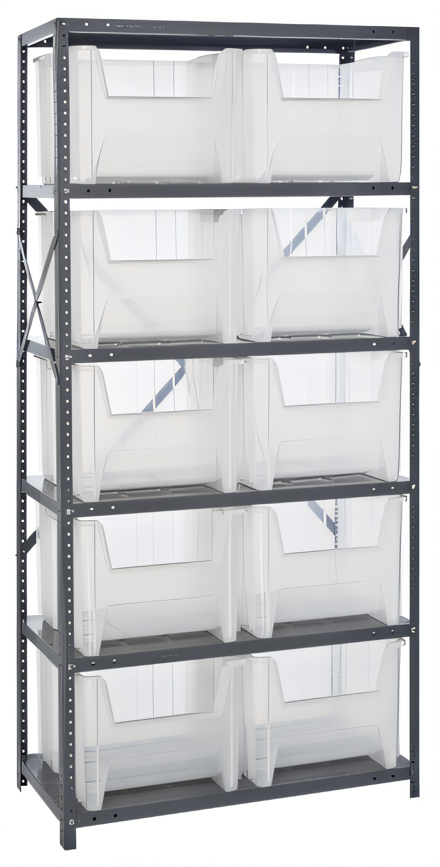 Product image #1 for Quantum Heavy Duty Wire Shelving Unit with 6 Shelves and 10 Clear Bins, 36 x 18 x 75 Inches