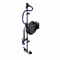 Open Wall-Mounted Retractable Hose Reel Assembly with 8-Inch Mixing Faucet and 35-Foot Hose