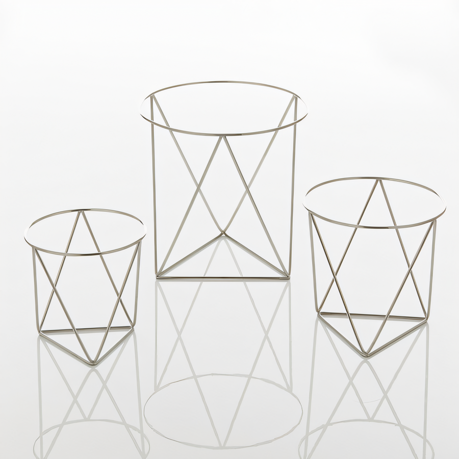 Product image #1 for American Metalcraft Geometric Stainless Steel Buffet Riser Set, 3-Piece