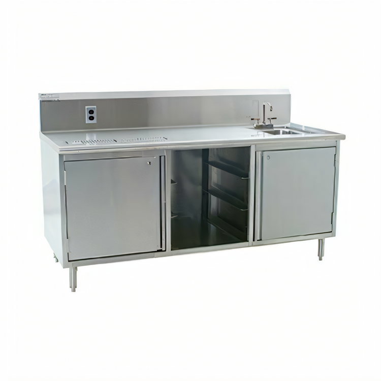 Product image #1 for Spec-Master Series 84" Stainless Steel Beverage Counter with Right-Side Sink and Urn Trough