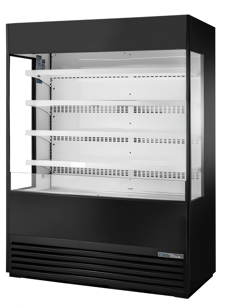 Product image #1 for True Glass-Sided Vertical Air Curtain Open-Air Merchandiser Refrigerator, 60-Inch Wide, 4-Shelf, Self-Contained