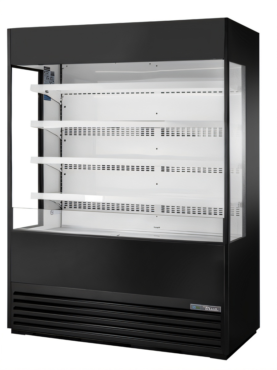 Product image #1 for True Glass-Sided Vertical Air Curtain Open-Air Merchandiser Refrigerator, 60-Inch Wide, 4-Shelf, Self-Contained