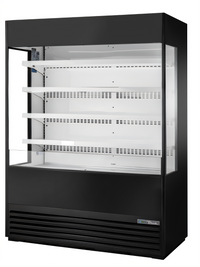True Glass-Sided Vertical Air Curtain Open-Air Merchandiser Refrigerator, 60-Inch Wide, 4-Shelf, Self-Contained