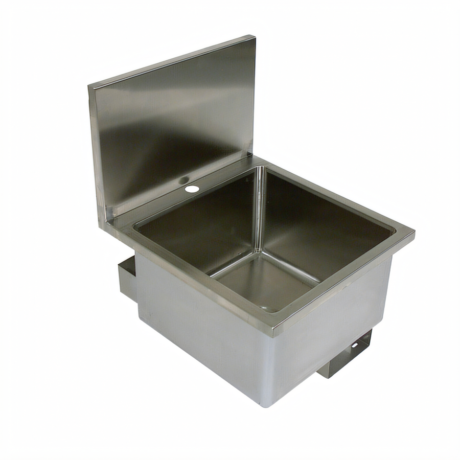 Product image #1 for BK Resources 16" x 16" Wall-Mount Stainless Steel Hand Sink with Deck-Mount Faucet Hole and 11" Backsplash