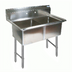 Thumbnail image #1 for BK Resources 37-Inch Two-Compartment Stainless Steel Sink with 9-Inch Backsplash and 16 x 20 x 12 Bowls