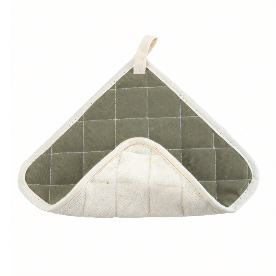 Product image #1 for Winco 8 Inch x 8 Inch Square Terrycloth Pot Holder with Fire-Retardant Back, White/Gray