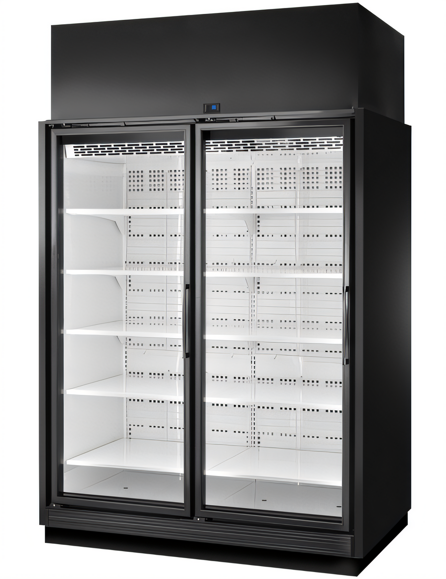 Product image #1 for True TRM2M 2-Door Medium Temp Self-Contained Glass Door Refrigerated Merchandiser