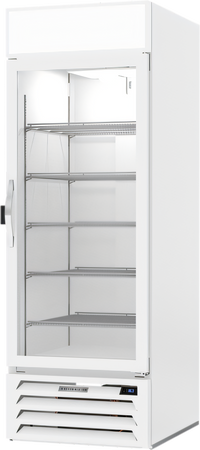 Beverage-Air MarketMax IQ One-Section Reach-In Glass Door Refrigerated Merchandiser with Electronic Smart Lock, 23.32 Cu. Ft., White