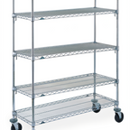 Thumbnail image #1 for Metro Super Erecta 5A556BC 5-Shelf Wire Shelving Cart, 48 x 24 x 67-7/8 Inches, Chrome, Rubber Casters, 2 Brakes