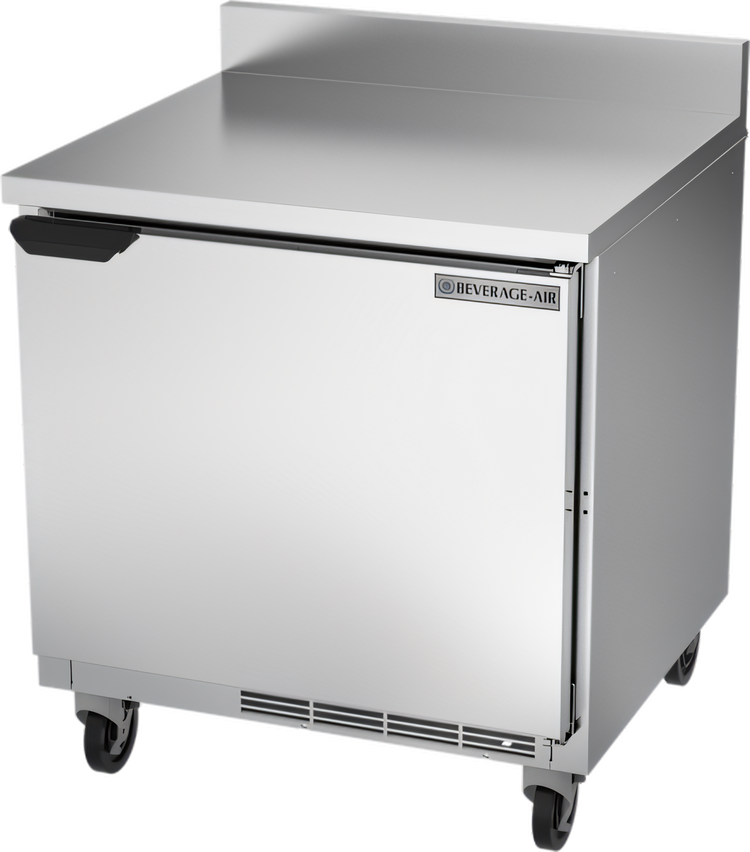 Product image #1 for Beverage-Air 32-Inch One-Section Worktop Refrigerator, 7.2 Cu. Ft., Solid Door, Foamed-In-Place Backsplash