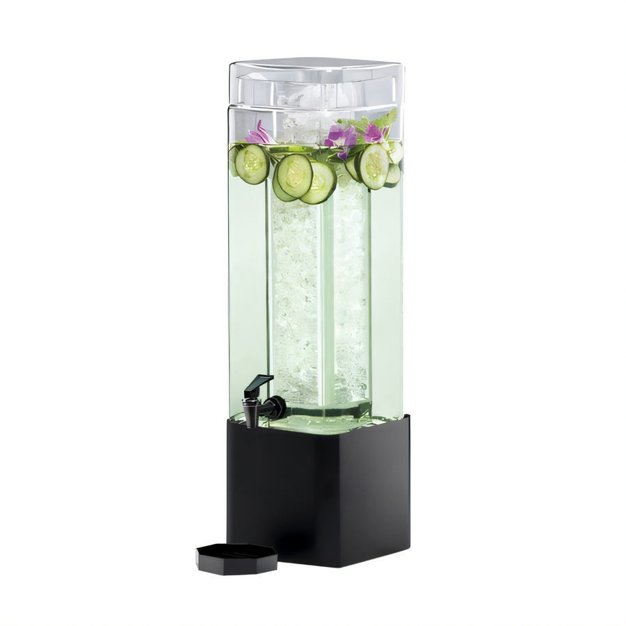 Product image #1 for Mission 3-Gallon Square Glass Beverage Dispenser with Ice Chamber, Drip Tray, and Black Powder-Coated Metal Base