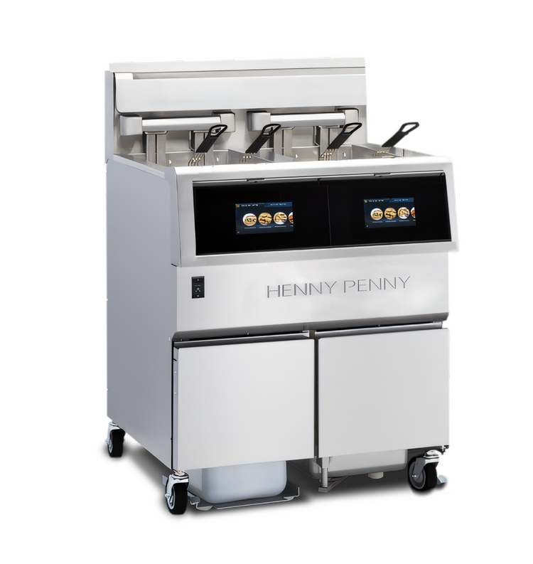 Product image #1 for Henny Penny F5 Electric Open Fryer with Built-In Filtration, 2-Well, 30 lb. Per Vat Floor Model