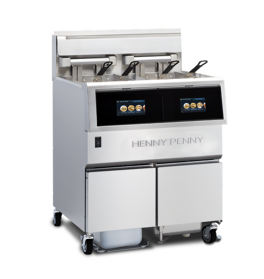 Product image #1 for Henny Penny F5 Electric Open Fryer with Built-In Filtration, 2-Well, 30 lb. Per Vat Floor Model