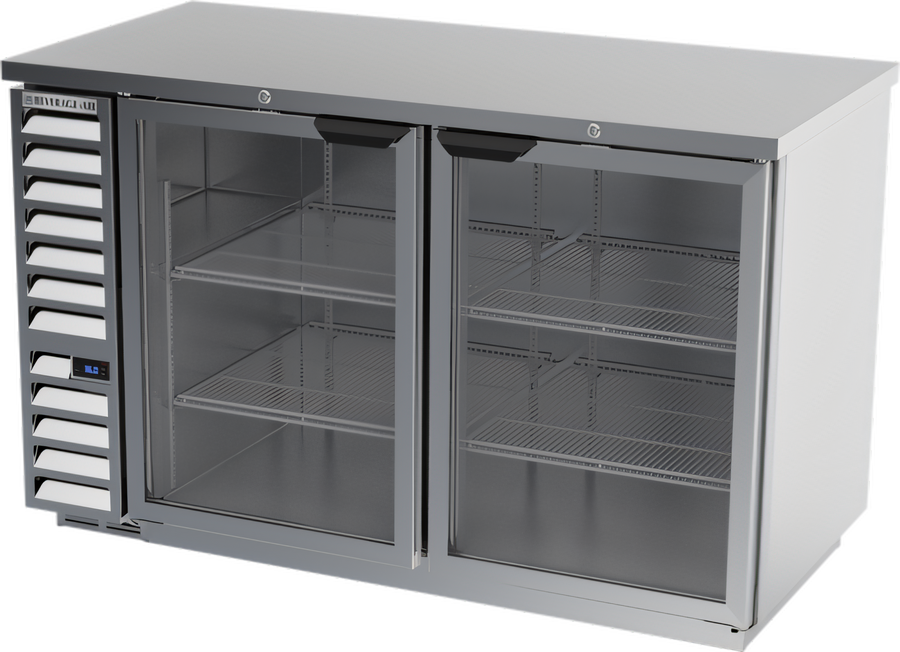 Product image #1 for Beverage-Air BB58HC-G-S 58-Inch Two-Section Glass Door Back Bar Refrigerator