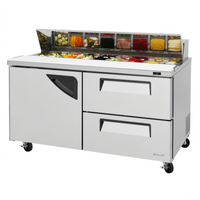 Turbo Air Super Deluxe 60-Inch Two-Section Sandwich/Salad Prep Table with 1 Door and 2 Drawers, 16 Cu. Ft.