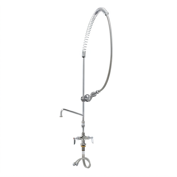 Product image #1 for T&S Brass Single-Hole Deck-Mount Pre-Rinse Unit with 12-Inch Swing Nozzle and Add-On Faucet