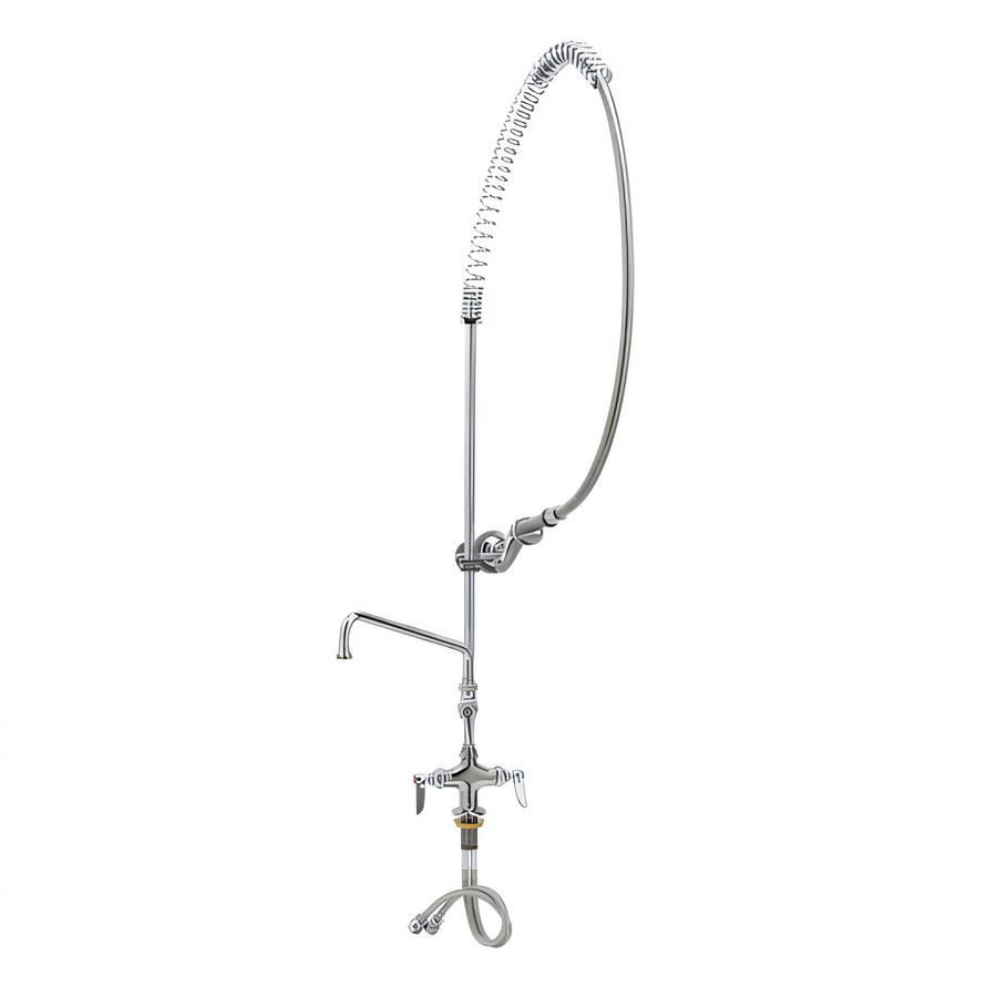 Product image #1 for T&S Brass Single-Hole Deck-Mount Pre-Rinse Unit with 12-Inch Swing Nozzle and Add-On Faucet