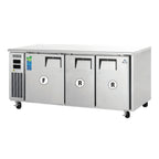 Thumbnail image #1 for Everest Refrigeration ETRF3 3-Section Undercounter Dual-Temperature Refrigerator/Freezer Combo with Stainless Steel Worktop