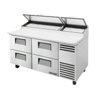 Thumbnail image #1 for True Mfg. - General Foodservice TPP-AT-67D-4-HC 67-Inch 2-Section Pizza Prep Table with 4 Drawers and Self-Contained Refrigeration