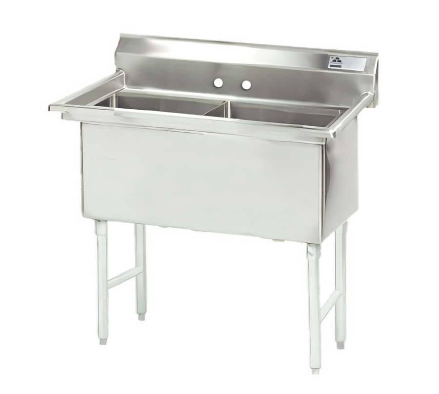Product image #1 for Advance Tabco FS-2-1620 2-Compartment Fabricated Stainless Steel Sink, 16 x 20 x 14-Inch Bowls, No Drainboards