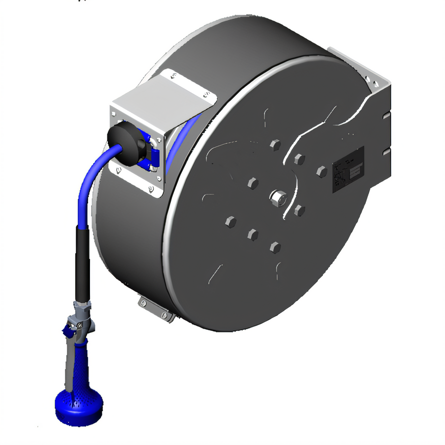 Product image #1 for Enclosed Stainless Steel Retractable Hose Reel with 3/8 Inch x 50 Foot Hose and 1.07 GPM JetSpray Valve