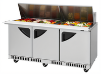Turbo Air Super Deluxe 72-5/8 Inch Wide Three-Section Front Breathing Mega Top Sandwich/Salad Prep Table, 30-Pan