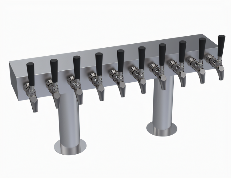 Product image #1 for Krowne Double T-Head Glycol-Cooled 10-Faucet Beer Tower, 30-Inch Long Box