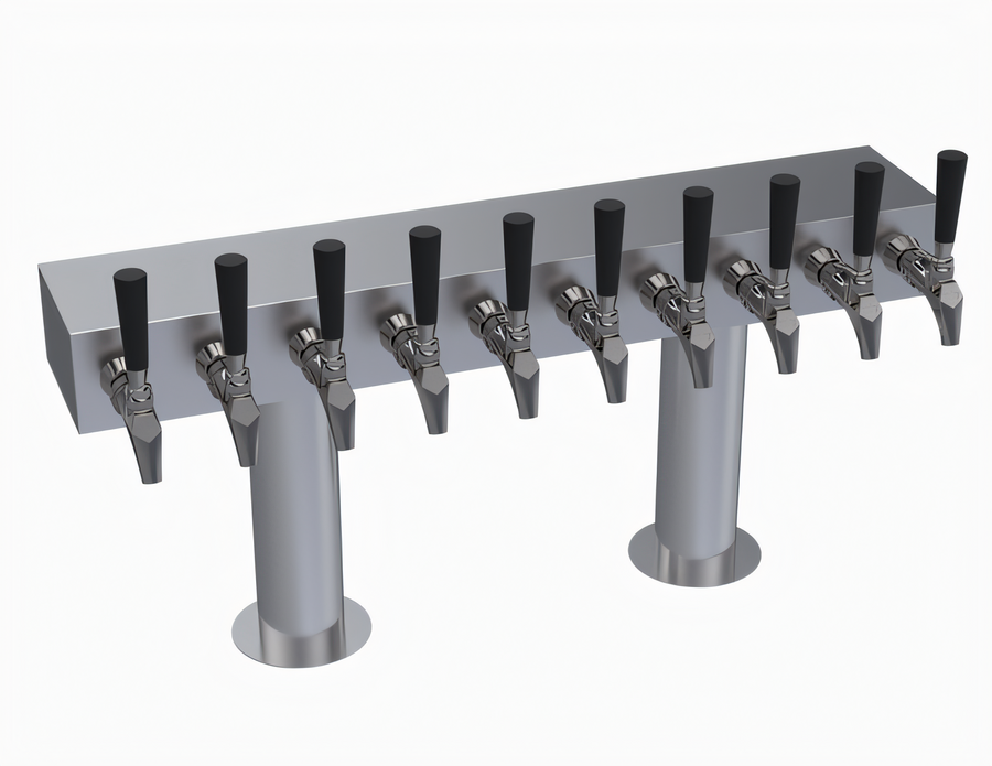 Product image #1 for Krowne Double T-Head Glycol-Cooled 10-Faucet Beer Tower, 30-Inch Long Box