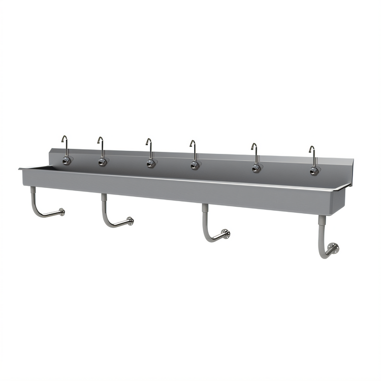 Product image #1 for Advance Tabco 120-Inch Wall Mounted Multiwash Hand Sink with 6 Electronic Faucets