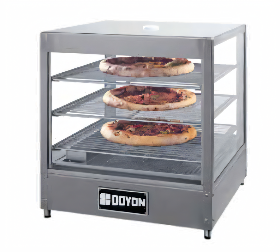 Product image #1 for Doyon DRP3 Countertop Heated Food Display Warmer with 3-Shelf Rack, Holds 3 18-Inch Pizzas