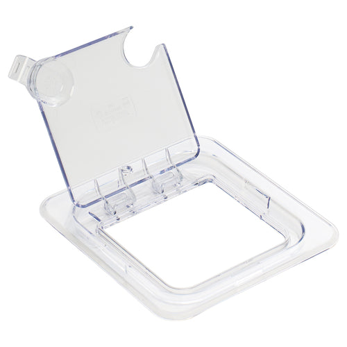 Product image #1 for Winco 1/6 Size Hinged Clear Polycarbonate Food Pan Cover with Spoon Slot and Peg Hole