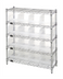 Thumbnail image #1 for Quantum Stationary Chrome Plated Bin Wire Shelving Center with 5 Shelves and 16 Clear Bins, 12 in. D x 36 in. W x 39 in. H