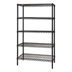 Thumbnail image #1 for Quantum WR86-2424BK-5 24"W x 24"D x 86"H Black Epoxy Wire Shelving Starter Kit, 5 Shelves, Stationary