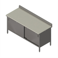 Stainless Steel Poly Top Work Table with Cabinet Base and Sliding Doors, 108 x 30 Inches