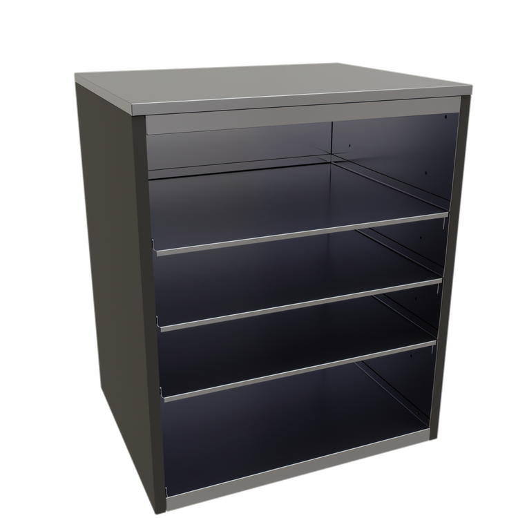 Product image #1 for Glastender Open Front Back Bar Glass Storage Cabinet with 3 Adjustable Stainless Steel Shelves, 30 Inch Wide