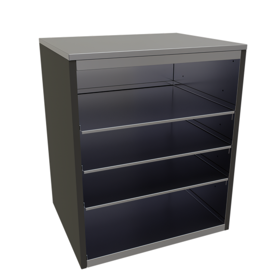 Product image #1 for Glastender Open Front Back Bar Glass Storage Cabinet with 3 Adjustable Stainless Steel Shelves, 30 Inch Wide