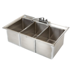 Thumbnail image #1 for Klinger's Trading DBS2 Drop-In Two-Compartment 304 Stainless Steel Bar Sink with Faucet and Basket Drain